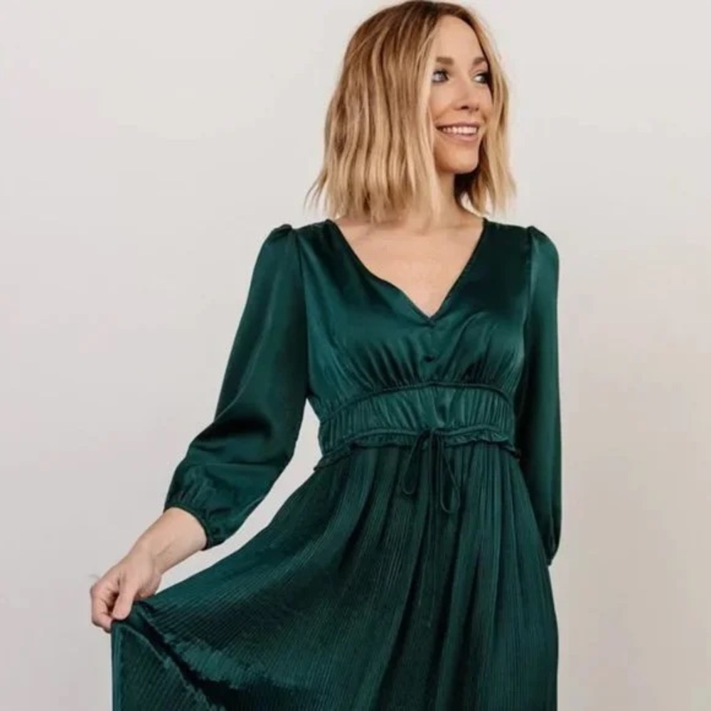 NWT Baltic Born Emerald Gabriella Satin Midi Dress - Size XL